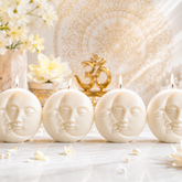 Sun n Moon face Candle/Sun Moon Artistic Candle for Celestial Theme Decor, Bedroom Ambience & Boho Interior Styling- Set of 2