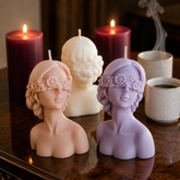 Blind Fold Lady Candles,Flower Girl Candle,Closed Eye Women Face Shape Candle - Set of 2