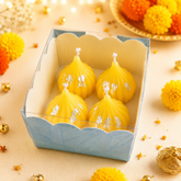 Handcrafted Modak Soy Wax Candle ,Decorative Modak Shaped Candles for Diwali,Ganesh Chaturthi, Pooja, Festival Decoration, Home Decor & Gifting Set of 4