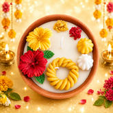 Terracotta Puja Thali Candle , Hibiscus puja thali Terracotta Candle,Handmade Decorative Wax Candle