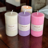 3D Cylinder Geometrical Stripes Candle/ Pillar Candle