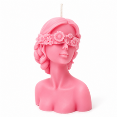 Blind Fold Lady Candles,Flower Girl Candle,Closed Eye Women Face Shape Candle -  Set of 2