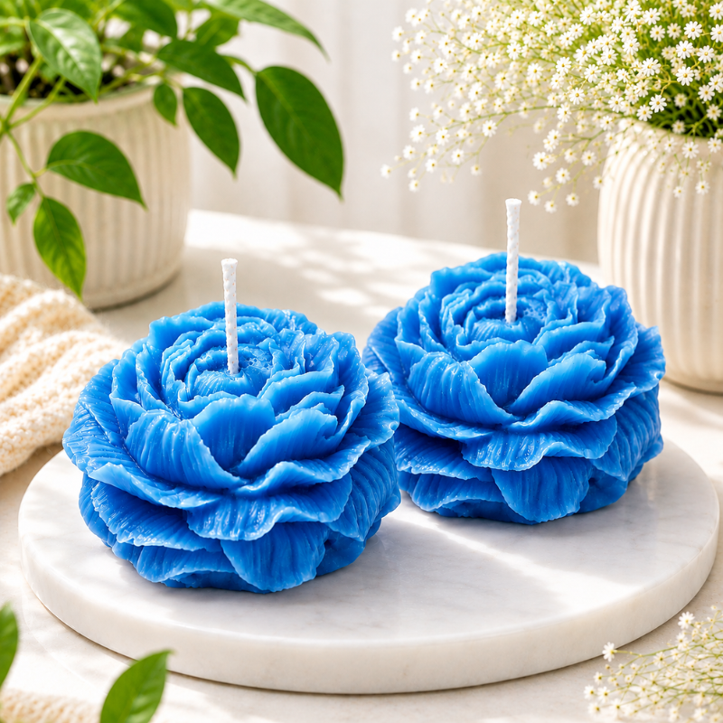 Peony Flower Candles ,Soy Wax Decorative Candle for Bedroom Dinner Table Valentine Gift to Friends Family , For Decoretion , Meditation and Yoga Sessions - Set of 2