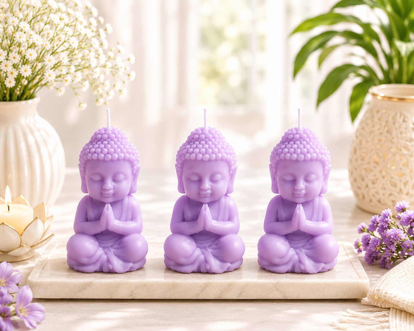 Medditating Buddha candle/ Decorative Buddha Idol Peaceful Home Décor