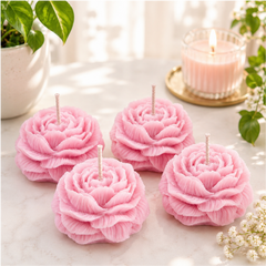 Peony Flower Candles ,Soy Wax Decorative Candle for Bedroom Dinner Table Valentine Gift to Friends Family , For Decoretion , Meditation and Yoga Sessions - Set of 2