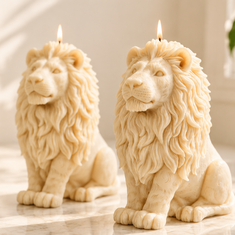 Decorative Lion Sculpture Candle with Cotton Wick ,Animal Sculpture Candle, Meditation, Prayer Area, Table Decoration