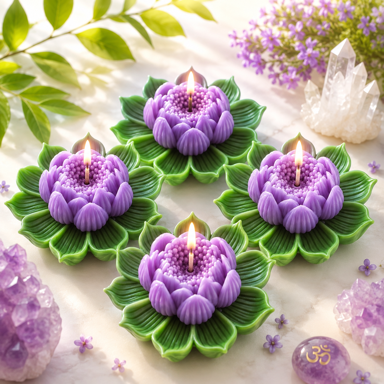 Lotus Flower Candle, Decorative Spa Candle,Handcrafted Wax for Home Relaxation
