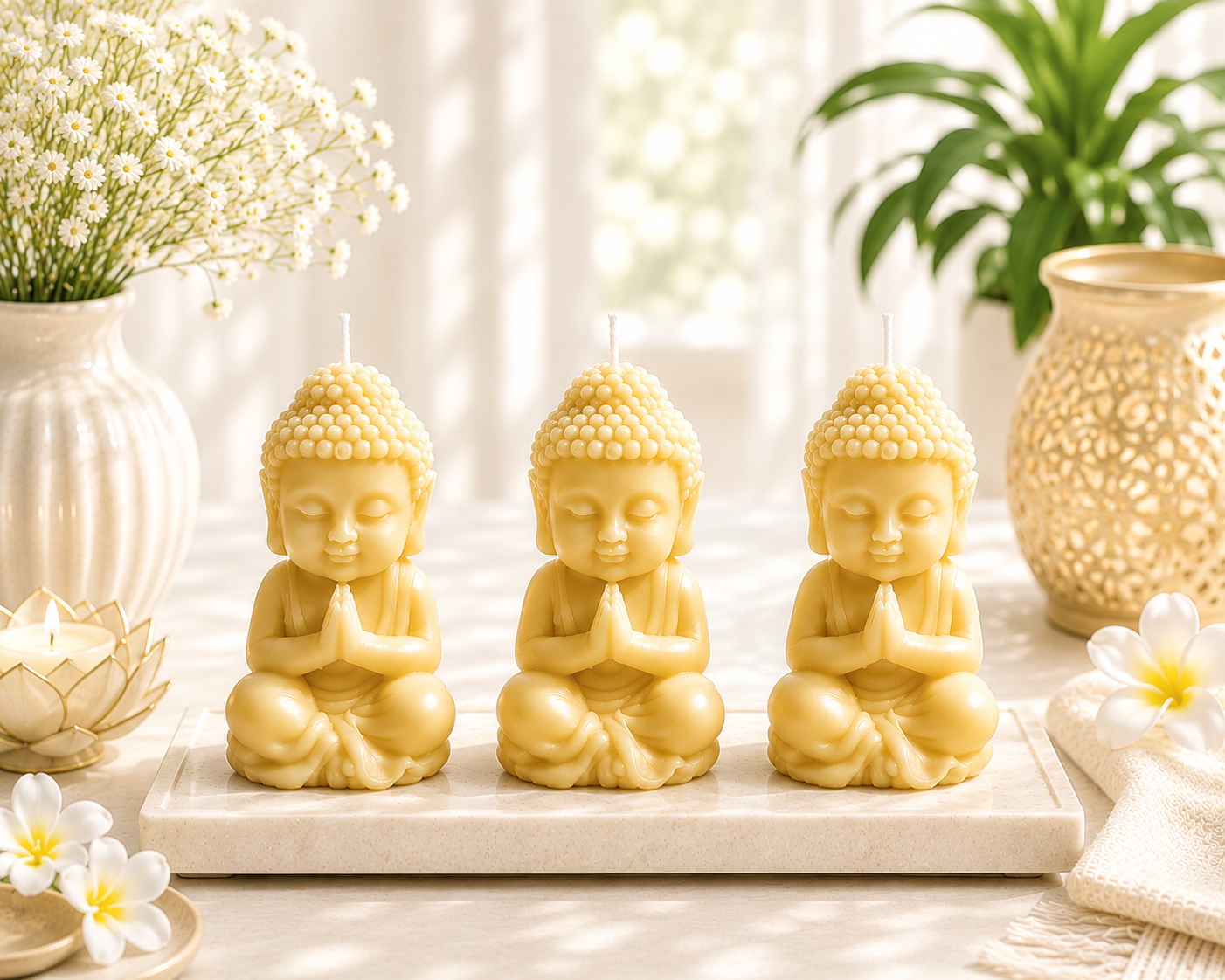 Medditating Buddha candle/ Decorative Buddha Idol Peaceful Home Décor