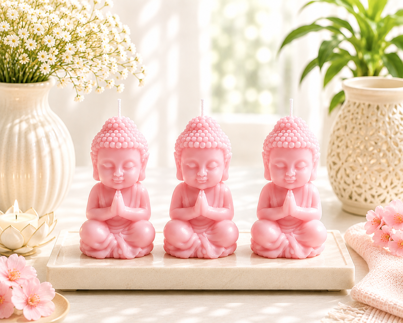 Medditating Buddha candle/ Decorative Buddha Idol Peaceful Home Décor
