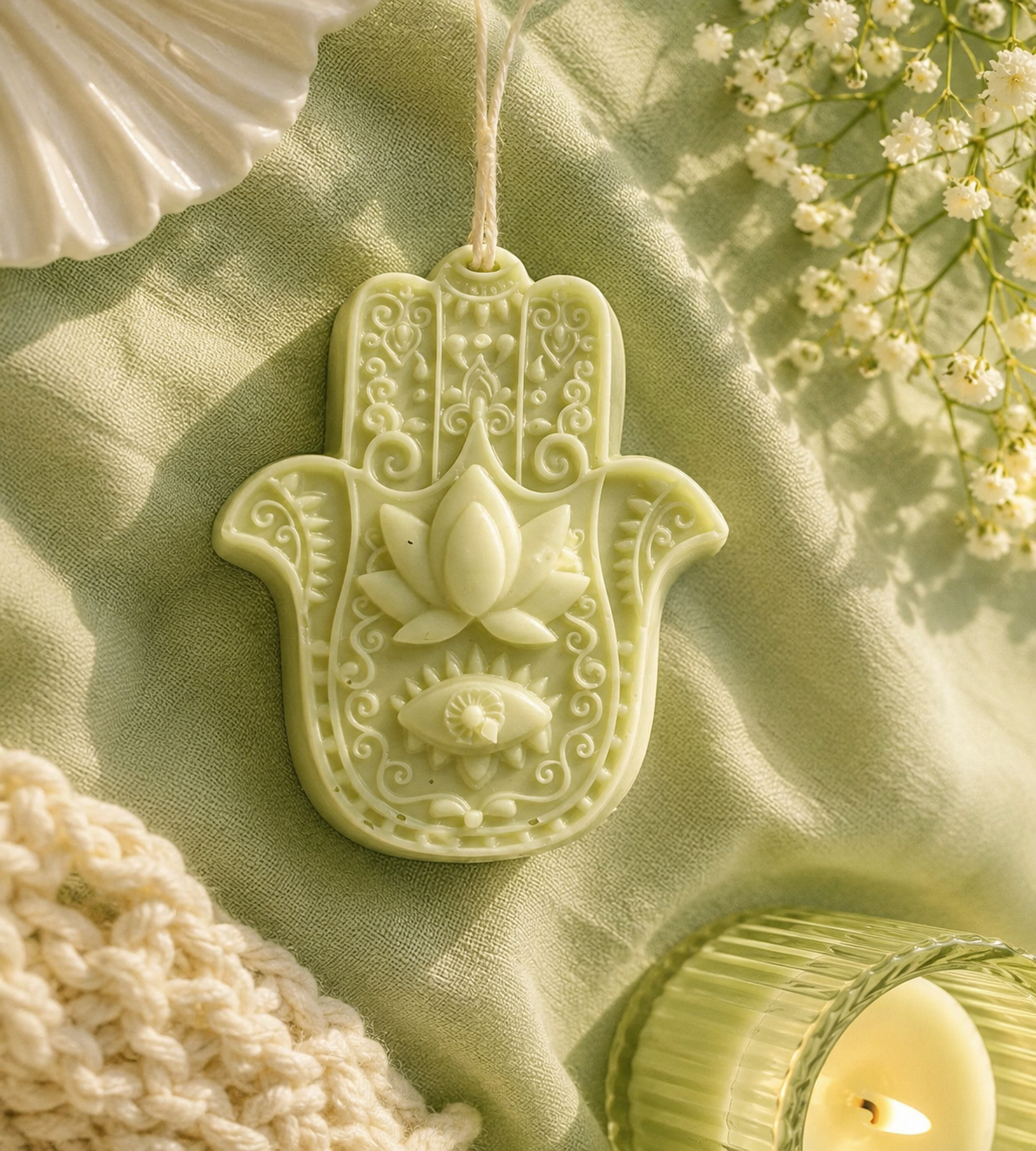 Hamsa Hand Evil Eye Candle
