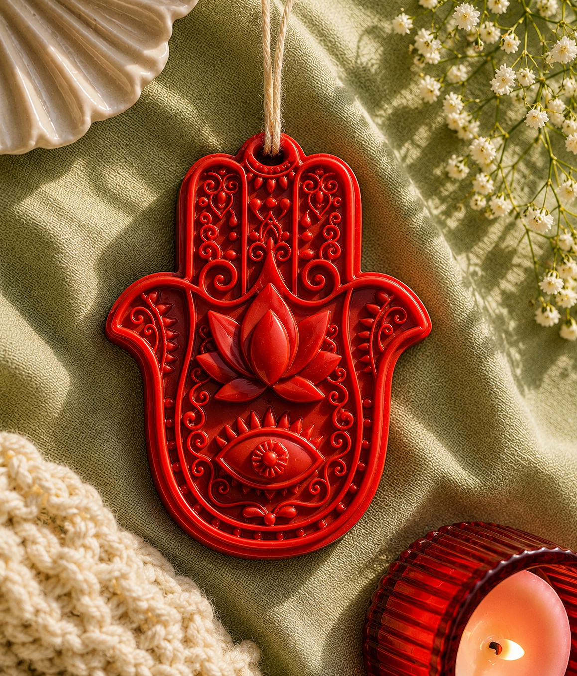 Hamsa Hand Evil Eye Candle