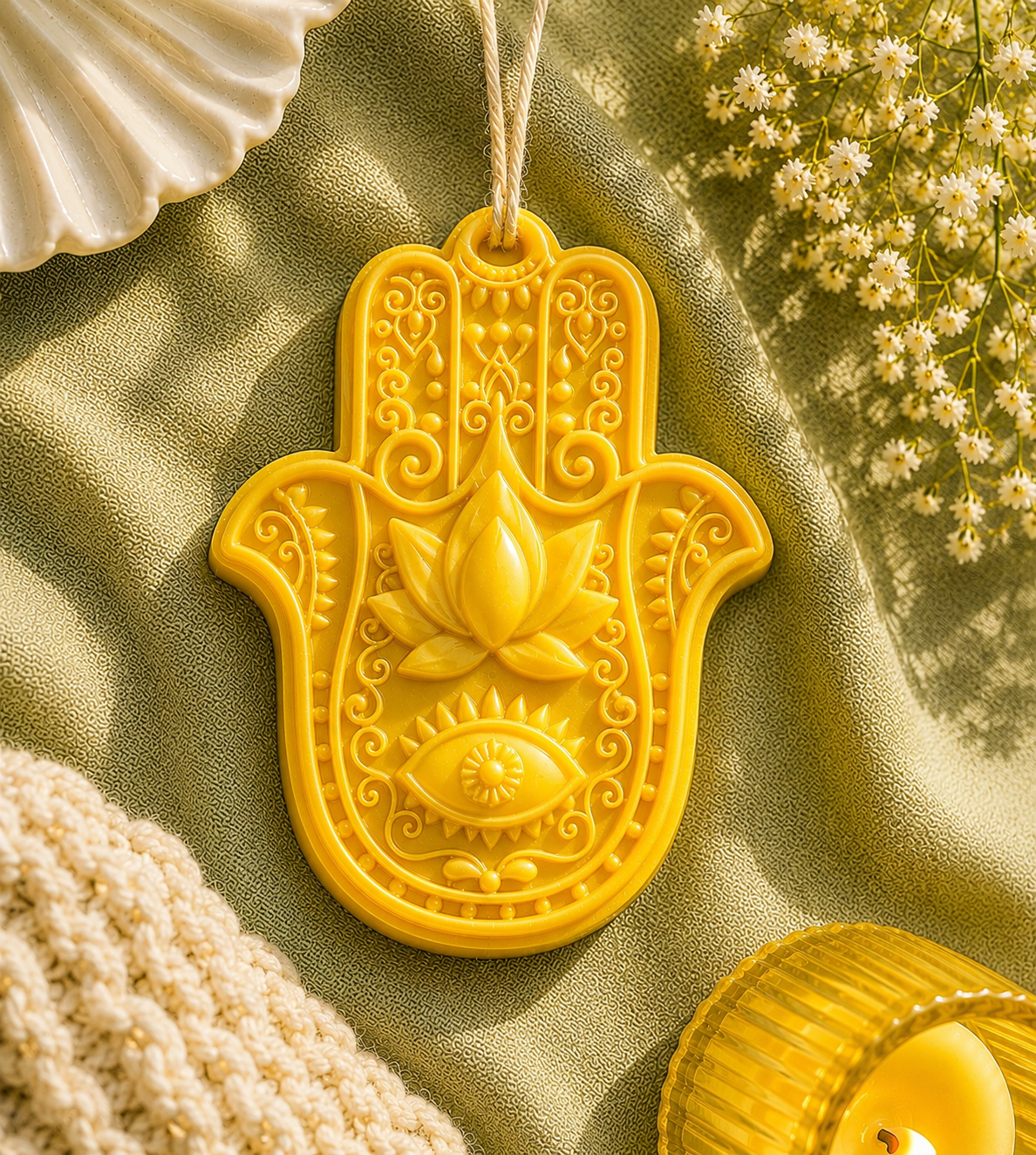 Hamsa Hand Evil Eye Candle