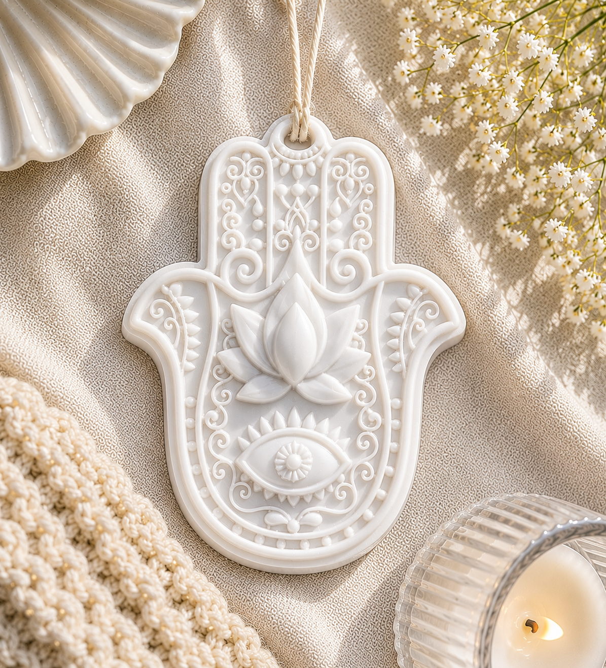 Hamsa Hand Evil Eye Candle