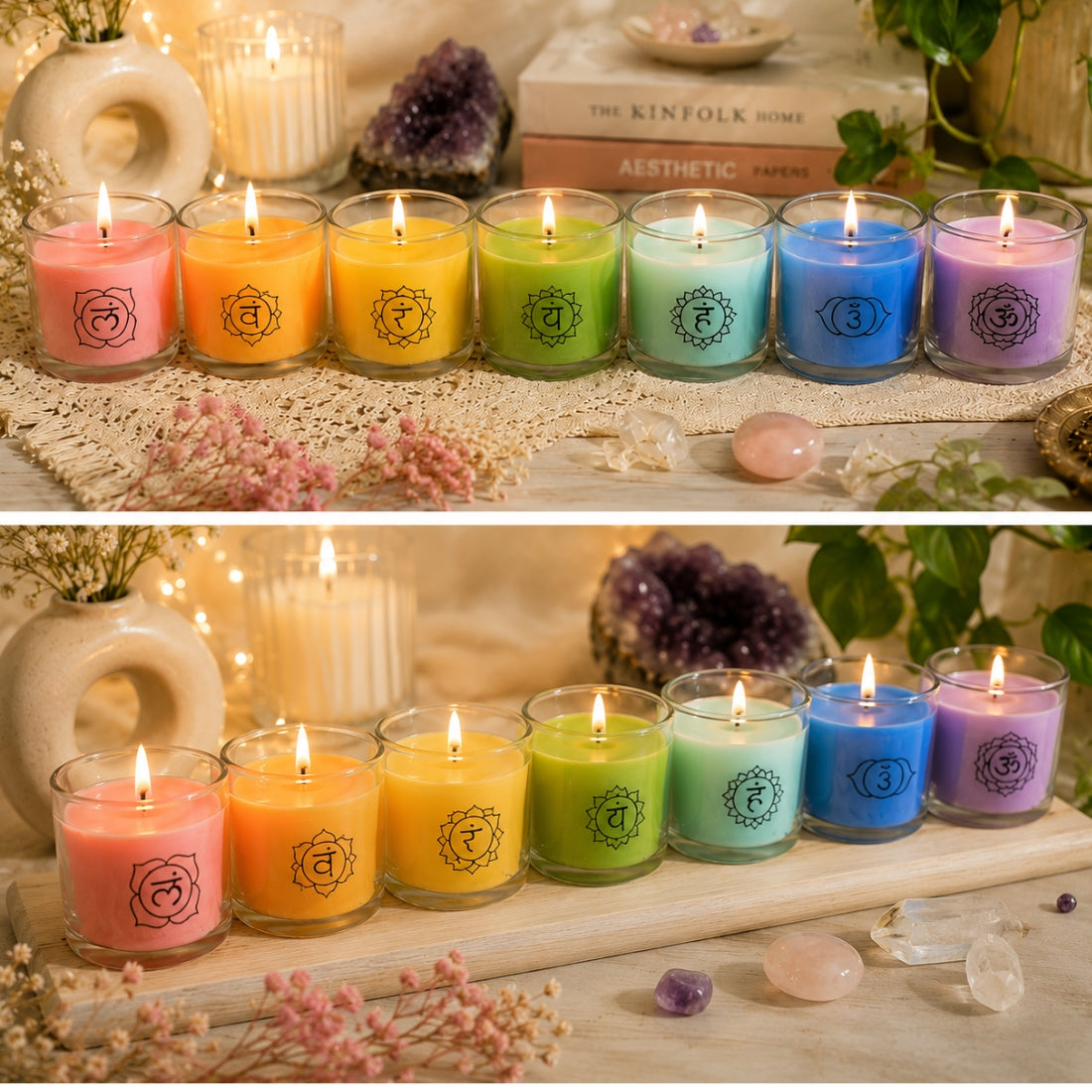 7 chakra Votive glass  Candle