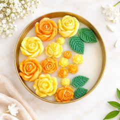 5-Inch Brass Hammered Urli candle/  Rose Flower Candle
