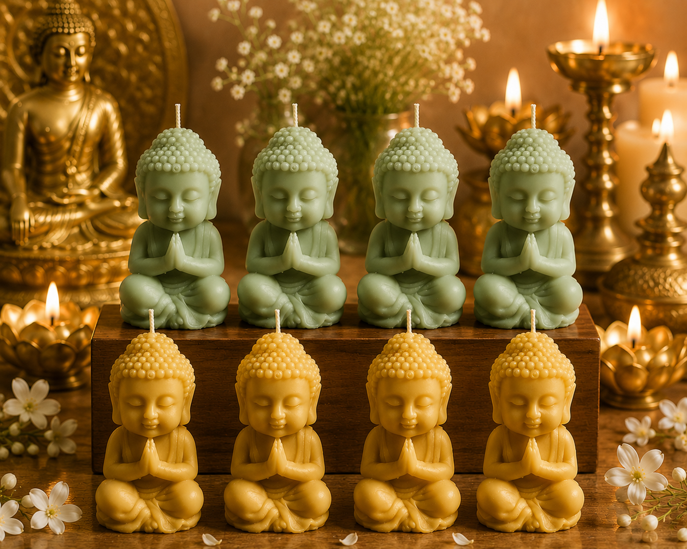 Medditating Buddha candle/ Decorative Buddha Idol Peaceful Home Décor